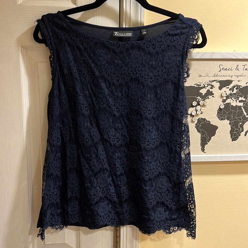 New York and Company Women’s Size Medium Navy Blue Blouse